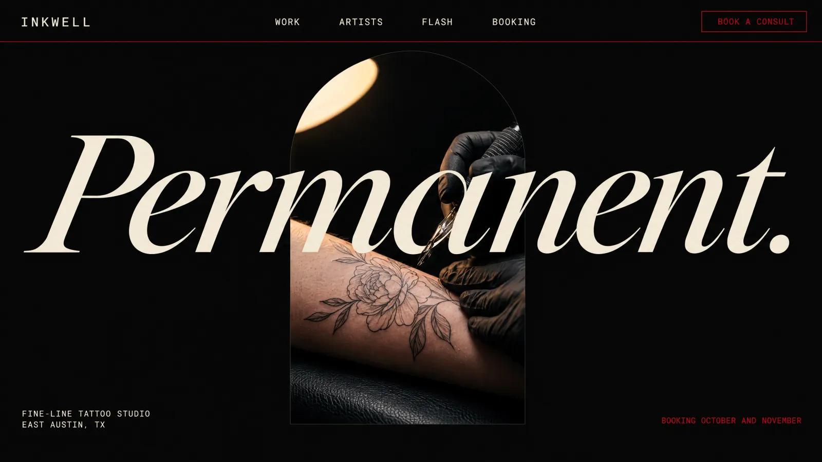 Inkwell, fine-line tattoo studio in Austin, TX: its showcase site.